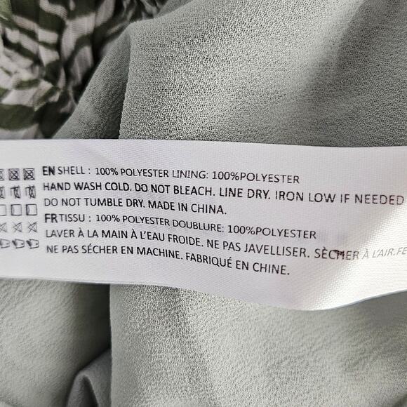 En Saison Sole Abstract Green Smock Midi Dress Size Large Cottage BOHO Milkmaid - Picture 14 of 16